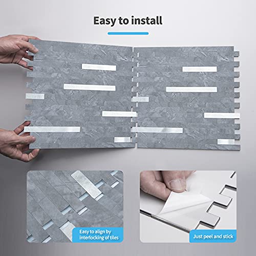 Art3D 1-Sheet Peel And Stick Grey Marble Backsplash Tile For Kitchen Bathroom #TOP4