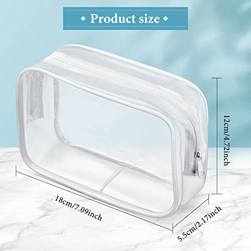 12 Pieces Clear Cosmetics Bag Pvc Zippered Clear Toiletry Carry Pouch Portable Cosmetic Makeup Bag Waterproof Makeup Bag Vinyl Plastic Organizer Case For Vacation Bathroom (White,Medium) #TOP1