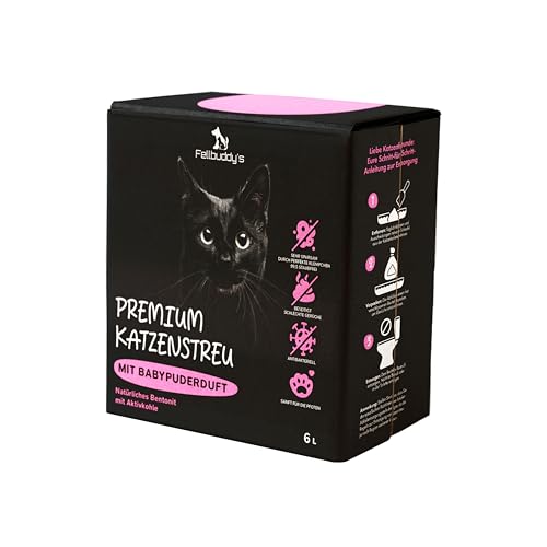 Fellbuddy’s Klumpstreu für Katzen – feines Bentonit Katzenstreu Klumpstreu fein – staubfrei, saugfähig, geruchsbindend – Babypuderduft oder Carbon Effekt – 6L & Sparpack (1x 6L Babypuderduft) Fellbuddy’s Klumpstreu für Katzen – feines Bentonit Katzenstreu Klumpstreu fein – staubfrei, saugfähig, geruchsbindend – Babypuderduft oder Carbon Effekt – 6L & Sparpack (1x 6L Babypuderduft)