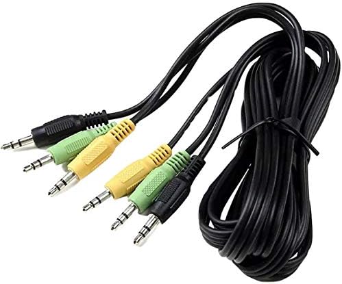 Replacement 3.5mm 1/8" TRS Stereo 3 to 3 Mini Jack Color Coded Audio Cable Compatible with Logitech 5.1 Channel Computer Speakers z-5500, z-5450, z-5400, z-5300, z-906, z-680, x540 etc. 5FT