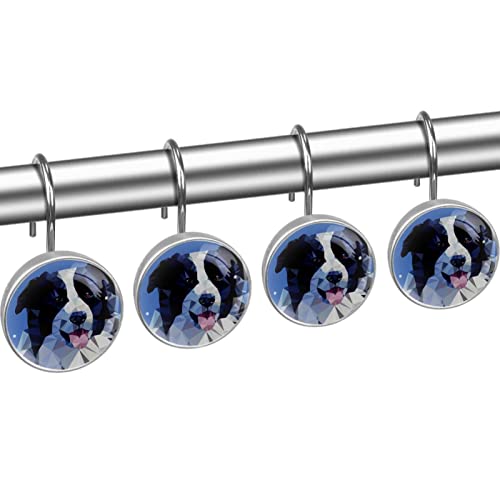 Crochets rideau de douche chien Border Collie pour déco de salle de bain