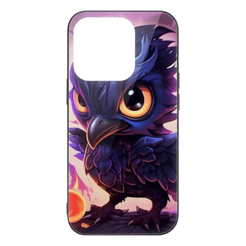 CRIVOTA for iPhone 14 Pro Case - All-New Colourful Crows Design, Glass Back + TPU Inner Shell, Extreme Slimness, Military-Grade Tested, Precise Cutouts, Cell Phone Cases for Men Women