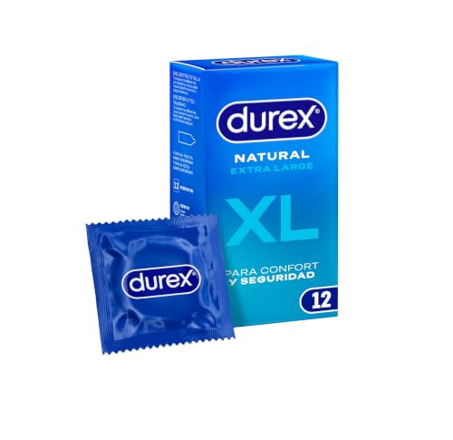 Durex Preservativos Natural XL, para Confort y Seguridad, 12 condones XL Extra Grandes