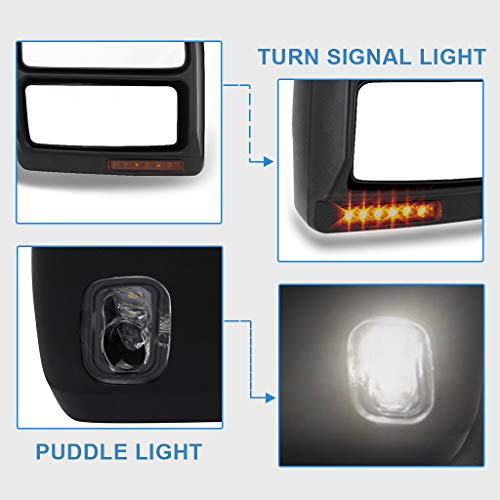 Eccpp Towing Mirrors Replacement Fit For Ford For F150 2004-2014 Chrome Power Heated Signal Puddle Light Pair Set #TOP4