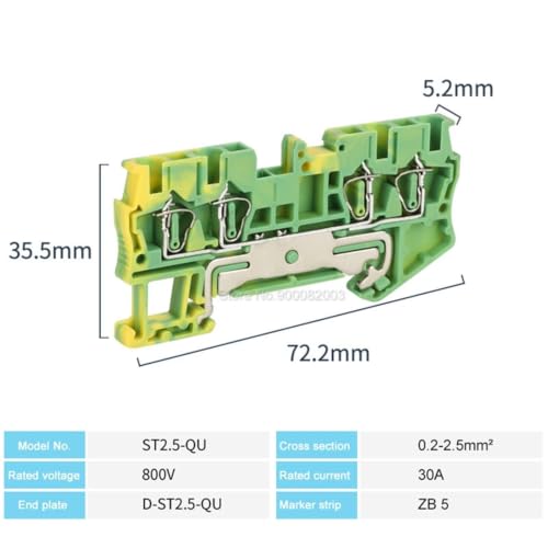 Conector de bloque de terminales de puesta a tierra ST2.5-QU-PE con resorte 5