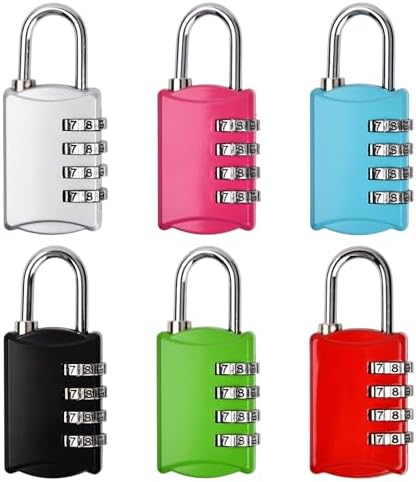 Lot De 4 Cadenas à Code 4 Chiffres - Petit Format Pour Casier, Valise, Sac De Sport - Noir