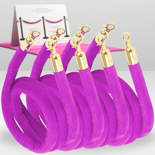 Amazon.com: 4 PCS Pink Purple Velvet Rope - 5 Ft Barrier for Parties ...
