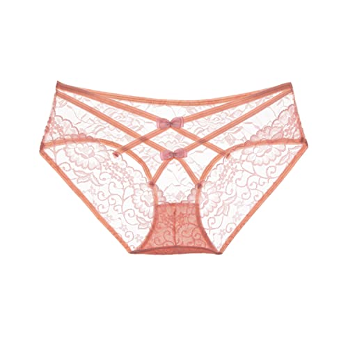 Celamirio Women's Lace Panties Sexy Underwear Warm Pink XL