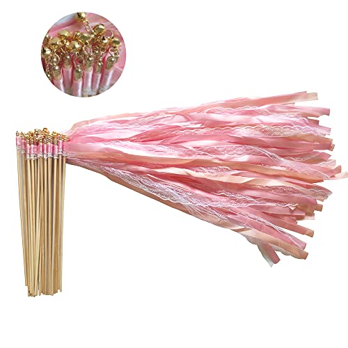 30PCS Varitas de Cinta con Campanas para Bodas, Serpentinas de Cinta Palitos con Palitos de Hadas, Magica Cinta para Bodas, Cumpleaños, Navidad, Fiestas Cover