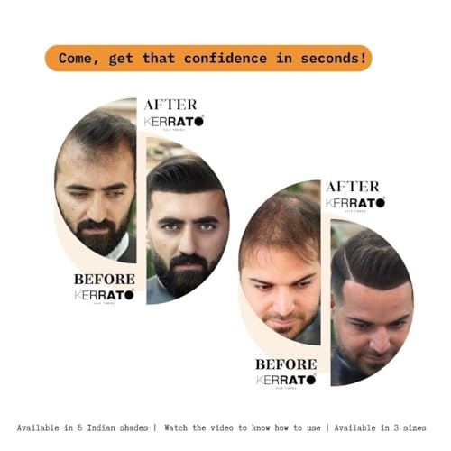 Image of Kerrato Hair Fibres 4g (Natural Black) with Pump Applicator Combo Pack | Natural Keratin Hair Thickening Fibres for Men & Women | Conceal Thinning Hair Instantly