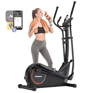 MERACH Elliptical Exercise Machine Trainer for Home with 16.5IN Stride, Hyper-Quiet Magnetic Driving System with 16 Resistance Levels, Multi-Function Display, Heart Rate Monitor Exercise Equipment