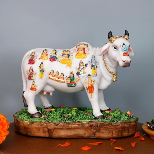 Estatua Nandi Dios Hindu 8.7 pulg Polystone Multicolor miniatura 6