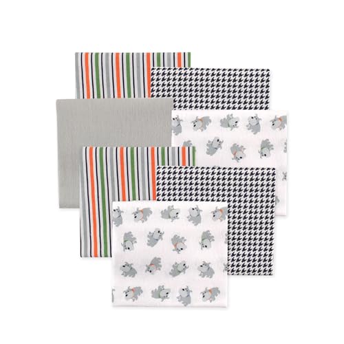 Image of Little Treasure Luvable Friends Cotton Poly Flannel Receiving Blankets Multipack, Grey Dog, 30x30 inches