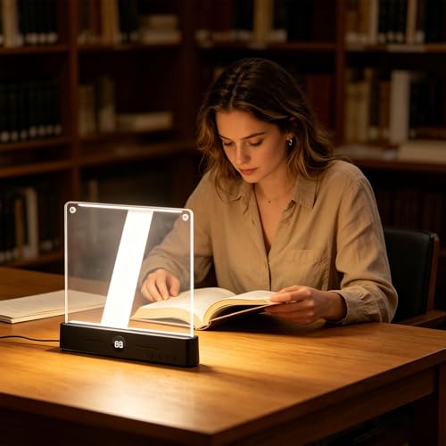 Luz de lectura acrílica con círculo suave de luz regulable y panel transparente 4