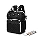 Kono Zaino per fasciatoio per bambini con tasche isolate con porta di ricarica USB e 2 cinghie per passeggino 16,8L (Nero)