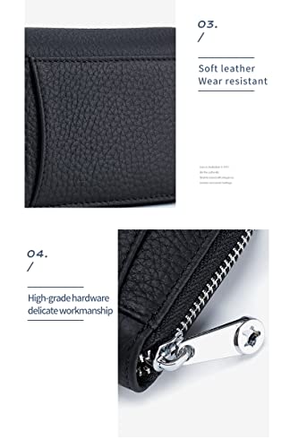 Wallet Women, Leather, Card Holder, RFID Blocking, Coin Holder, Compact Zip Wallet3