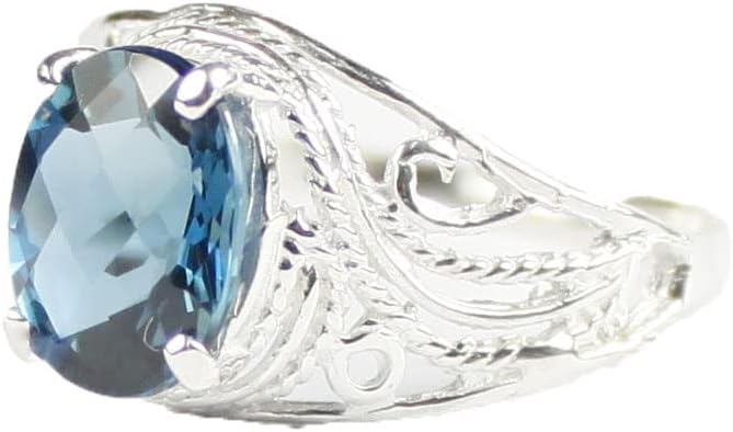 LONDON BLUE TOPAZ Sterling Silver Ladies Ring •SR083