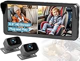 Dual Baby Car Camera for 2 Kids – 6.9” Split Screen Ultrawide HD Display with 2 Cameras, IR Night Vision, Easy Installation, Dual Car Camera Baby Monitor for Infant & Toddler Safety by Fodkh