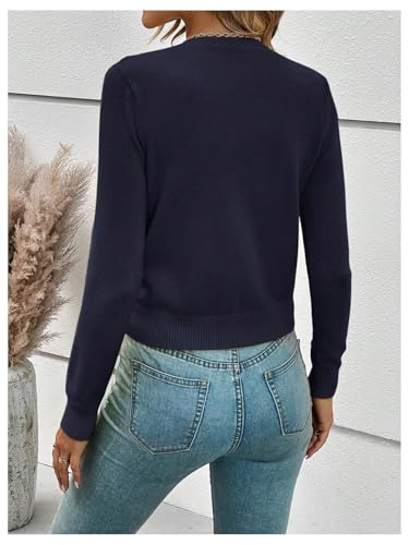 Verdusa Women's Button Down Lightweight Cardigan Sweaters Old Money Long Sleeve Fitted Knit Tops Spring Fall Outfits2