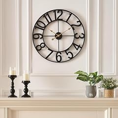 Alarmore 30 Inch Oversized Wall Clock, Battery Operated Silent Non Ticking Black Metal Wall Clocks photo Alarmore 30 Inch Oversized Wall Clock, Battery Operated Silent Non Ticking Black Metal Wall Clocks