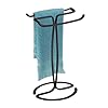 iDesign Axis Metal Hand Towel Holder for Master Bathroom Vanities Countertops Kitchen Holds 2 Finger Tip Towels Bronze