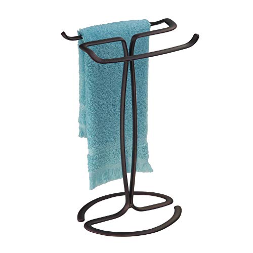 iDesign-Axis-Metal-Hand-Towel-Holder-for-Master-Bathroom-Vanities-Countertops-Kitchen-Holds-2-Finger-Tip-Towels-Bronze iDesign Axis Metal Hand Towel Holder for Master Bathroom Vanities Countertops Kitchen Holds 2 Finger Tip Towels Bronze