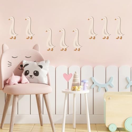 Vinilo decorativo de pared de gansos de madera miniatura 6