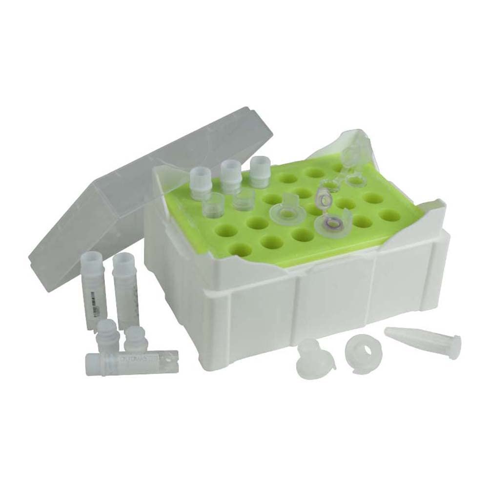 CellCamper neoLab 2-3732 CellCamper Polypropylen Kryo Rack mit Farbumschlag für 24 Kryo-Röhrchen, 150mm Länge x 100mm Breite x 75mm Höhe, Weiß/Gelb