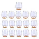 NUOLUX Silicone Chair Leg Caps Feet Pads Furniture Table Covers Floor Protectors for 25-29MM Round Legs 16pcs (Transparent+Brown)