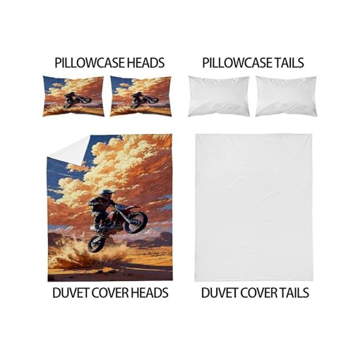 Housse de couette moto 220x240 cm avec taies d'oreiller pour lit king size