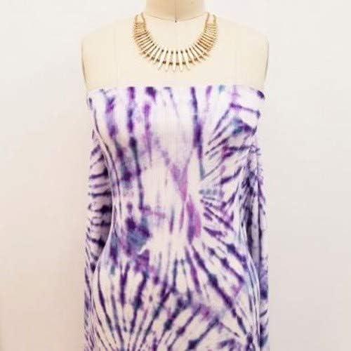Lavender Purple Tie Dye Printed on 4x2 Rib Knit Fabric