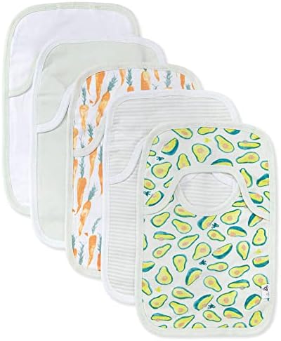 Burt’s Bees Baby Unisex Baby Bibs, Lap-Shoulder Drool Cloths, 100% Organic Cotton with Absorbent Terry Towel Backing Bibs | A newborn essential must have for baby registry featuring lap-shoulder burp cloth for teething babies
