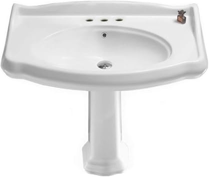 030400-PED-Three Hole 1837 Classic Style Ceramic Pedestal Sink, White