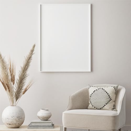 Image of Canvas Floater Frames for Canvas Art 0.8inch Depth Frames for Canvas Painting Floating Frame Plastic Floater Frame for Canvas Prints (White, 16 x 20 inch)