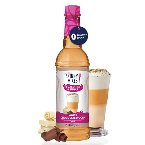 Jordan's Skinny Mixes Syrups Sugar Free Coffee Syrup, White Chocolate Mocha Flavor Mix, Zero Calorie Flavoring for Chai Latte, Protein Shake, Cocktail & More, Gluten Free, Keto Friendly, 25.4 Fl Oz, 1 Pack