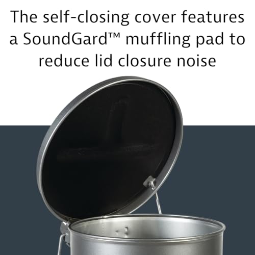 Justrite SoundGuard Steel Oily Waste Bin with Foot-Operated Lid, 20 Litre, Silver