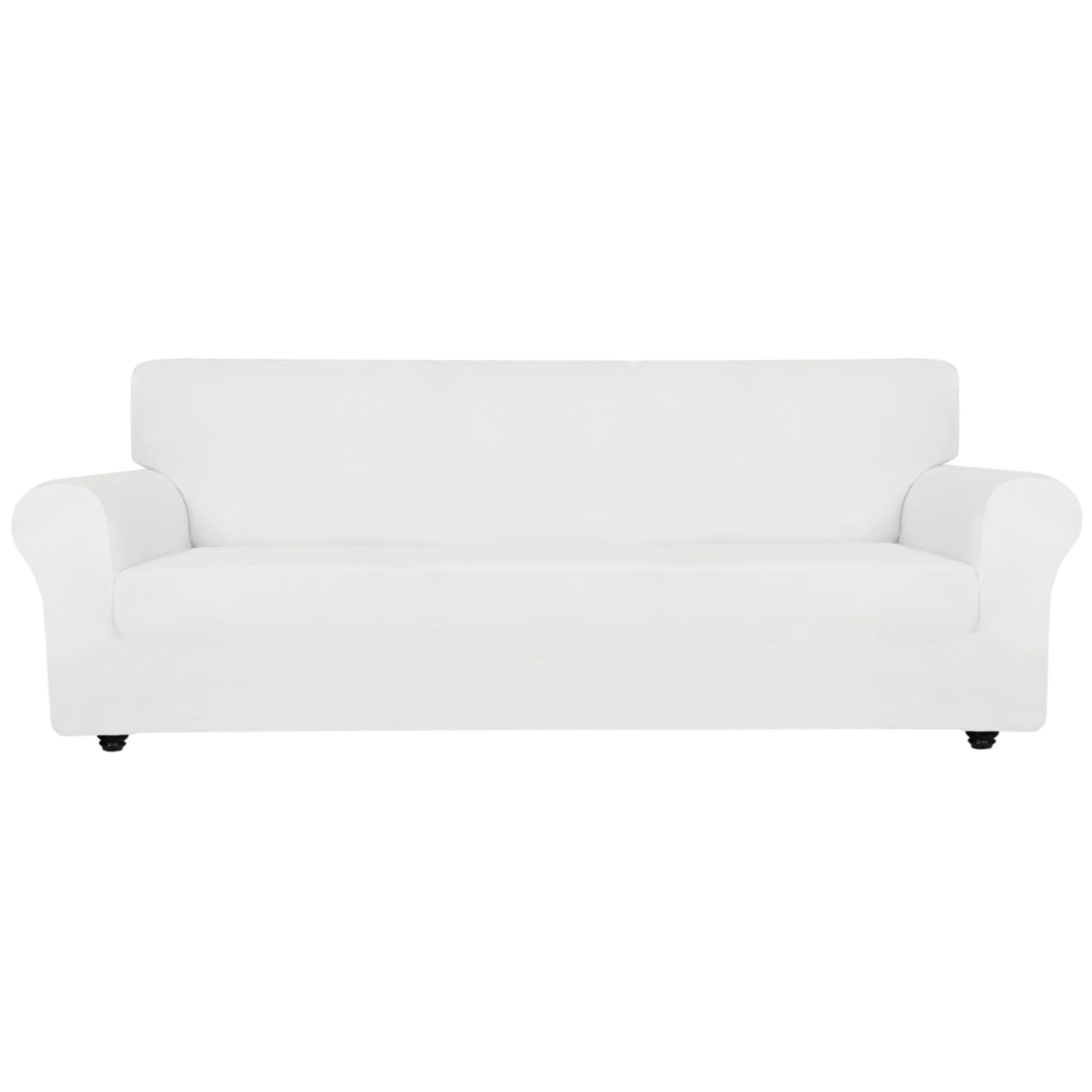 XINEAGE 1 Piece Velvet Couch Covers for 3 Cushion Couch High Stretch Sofa Cover for Pets Dogs Anti Slip Extra Large Sofa Slipcovers Furniture Protector (4 Seater, White)