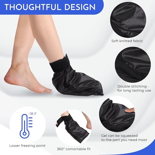 Image of SandPuppy Footcool- Foot Ice Pack Wrap for Sprained Ankle and Surgery Recovery, Reusable and Comfort 360 Degree Cooling Compression Wrap for Chemotherapy and Neuropathy, Plantar Fasciitis, Heel Spurs, Achilles, Tendonitis, Sore Feet Injuries, Gout, One Size (Black)