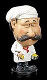 MATERIAL: Kunststein Funny Job Figur - Wackelkopf Koch  Witzige Dekofigur, handbemalt