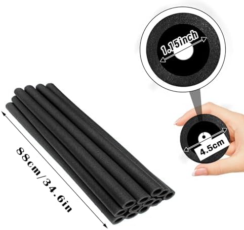 12Pcs Trampoline Pole Foam Sleeves 88cm Length, Trampoline Tube Covers, Waterproof Trampoline Accessories Replacement Parts for Poles with 2.5cm-2.6cm Diameter (Black) - 1
