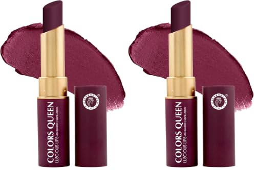 Image of Colors Queen Luscious Lips - Non Transfer Creamy Matte Lipstick | Highly Pigmented with Smooth Application | Long Lasting Lipstick Waterproof | Smudge Proof Lipstick for Women (14 - Mild Wine - 3.5g)