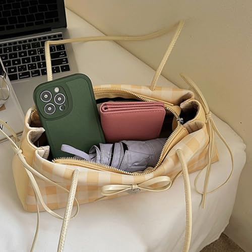 Bow Purse Plaid Bow Purse Gingham Large Shoulder Bag with Zipper Trendy Gifts for Women Daily Use4