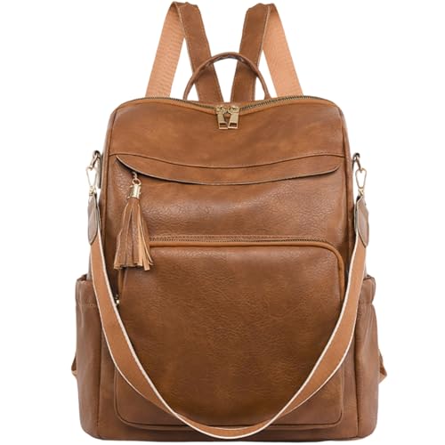 Sac à dos femme élégant et imperméable en cuir PU moyen idéal pour le voyage