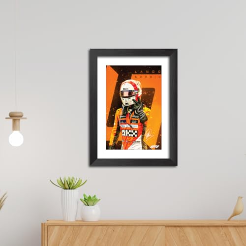 Image of TenorArts Lando Norris Poster F1 Driver Posters Formula One Photo Frame Painting with Matt Finish Black Texture (12 inches x 9inches)
