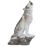 StealStreet SS-G-54272 Grey & White Wolf Howling Siting on Snow Figurine