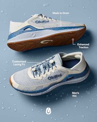 Image of OluKai 'Ahi Men's Water Shoes, Cushioned & Quick-Drying Marine Sneaker, Breathable Mesh & Wet Grip Rubber Outsole for Boats, Docks & Wet Surfaces