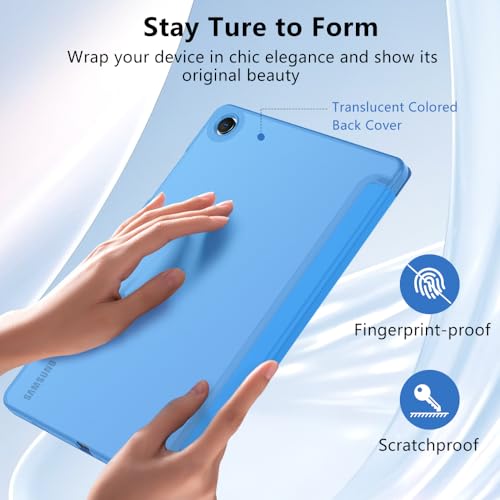 Image of MoKo Trifold Case for Galaxy Tab A9 Plus /A9+ 11 Inch 2023, Blue Wave | Slim Stand Hard PC Translucent Back Shell Smart Cover, Auto Sleep /Wake, Light, Anti-scratch, 2 Adjustable Angle
