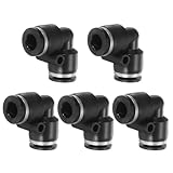 QUARKZMAN 5 Stück Push To Connect Fittings G 1/4 Rohr OD 90° Bogen Pneumatik Adapter Schnellkupplung Luftschlauch Fitting Für Wasser Luft Öl Rohr Schwarz