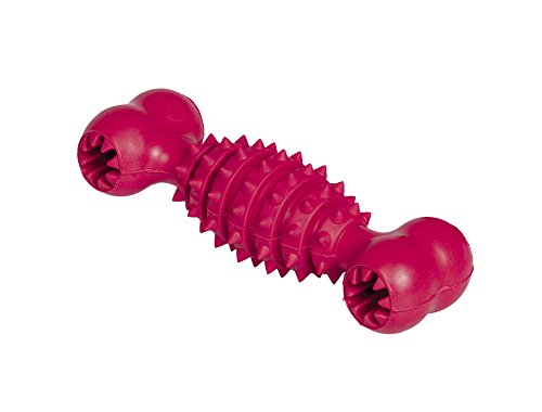 Nobby Rubber Bone Dog Toy 17.5cm - Red - Treat Dispenser Chew Toy for Dental Care Throw & Fetch Play