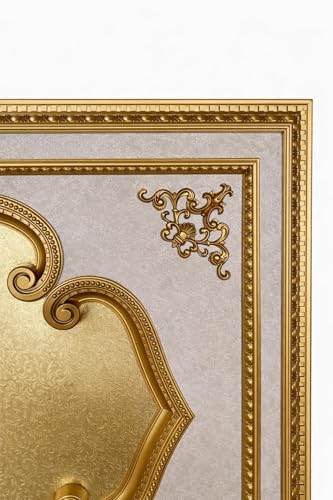 Image of Gold Leaf Decorative Rectangular Ceiling Medallion or Fan Medallion, 86 Inches